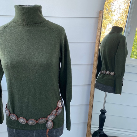 Military Classic Army Green High Cuff women’s turtleneck - Picture 1 of 7